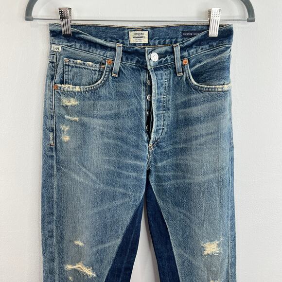 Citizens of Humanity COH Cora Cropped Distressed Raw Edge Hem Relaxed Jeans 23 - Picture 6 of 10
